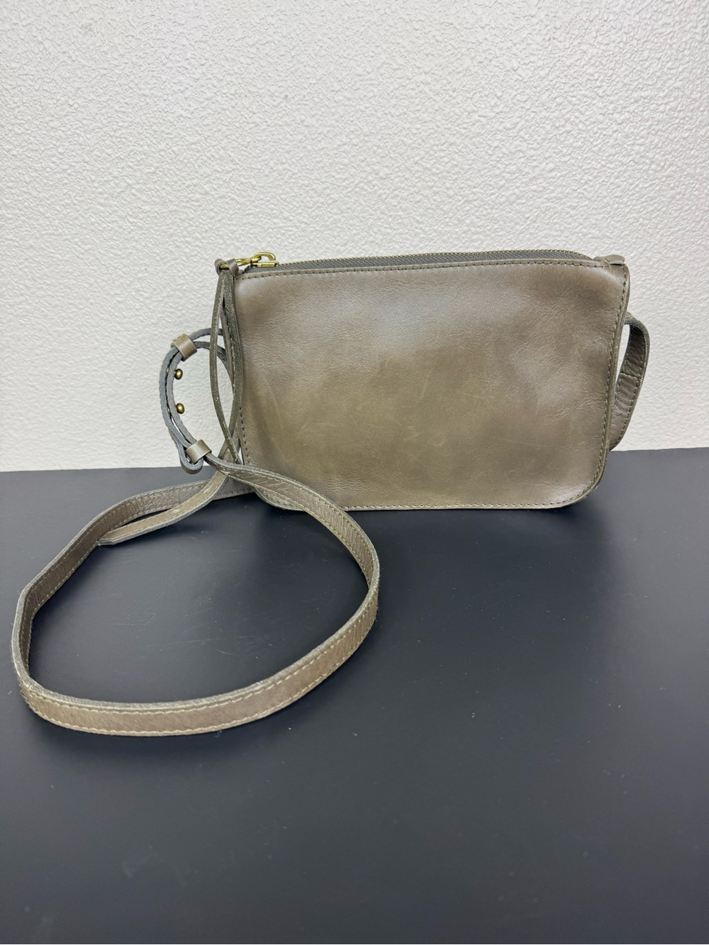 Madewell Genuine Leather Crossbody Bag in Olive Brown